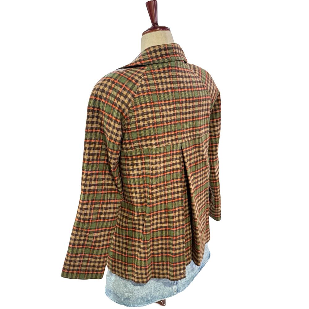 Vintage Pendleton Plaid Wool Button Up Jacket Orange Green Brown Size 10 - Picture 5 of 12